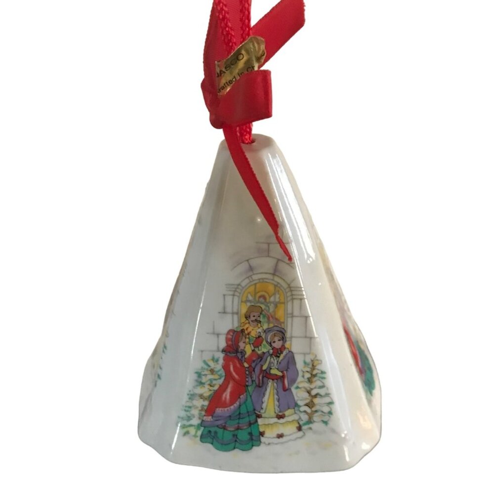 Jasco Caroler's At Church Christmas Bell Ornament With Red Ribbon